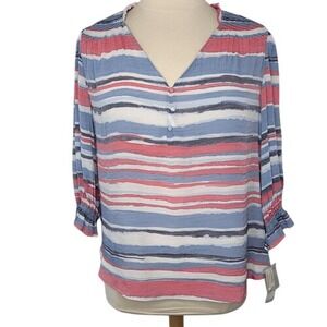 Zac & Rachel Red, White &‎ Blue Stripe V-Neck Top